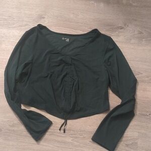 Aerie Offline Real Me Green Long Sleeve Cinch Crop Top Size XXL